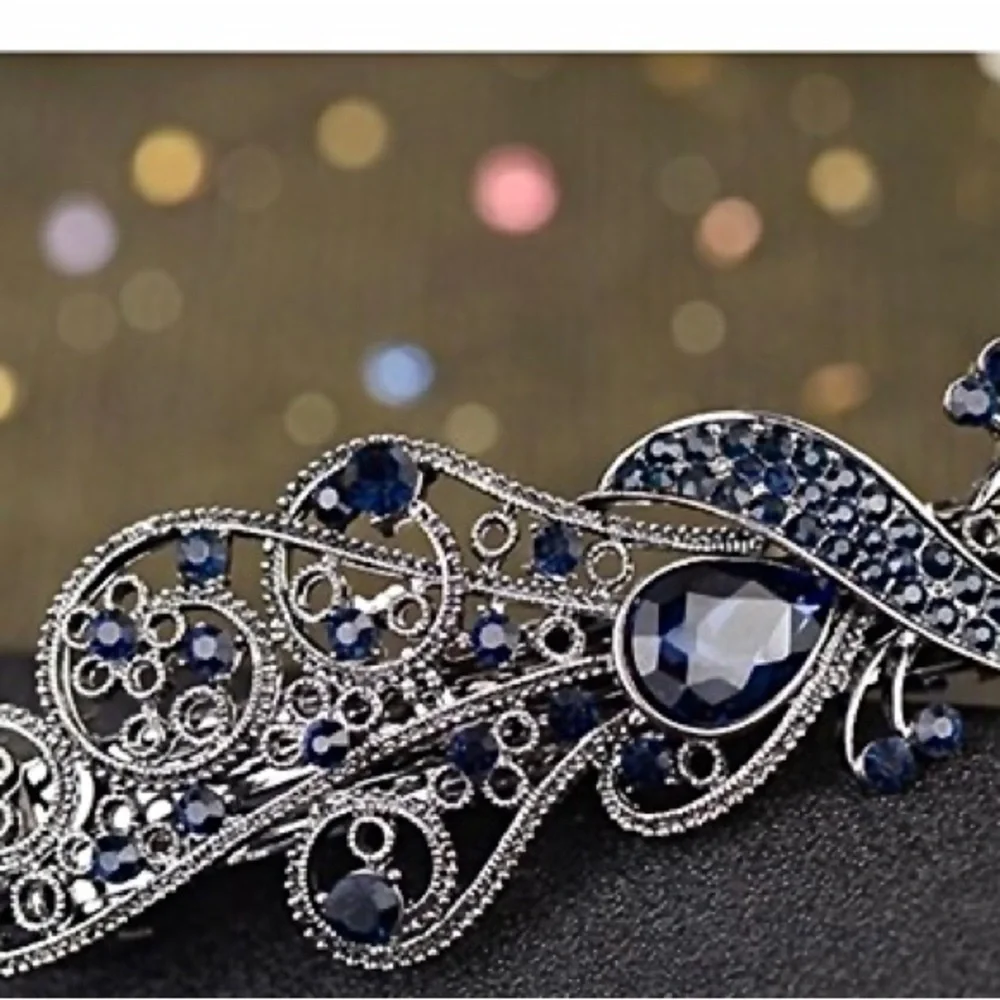 Single Hair Accessories Barrettes For Women Crystal Butterfly Peacock Fl…